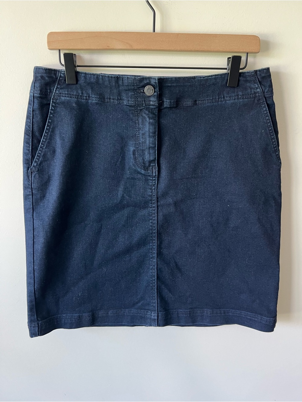 Talbots Dark Blue Mini Skirt - Casual Denim-Style Cotton Pockets